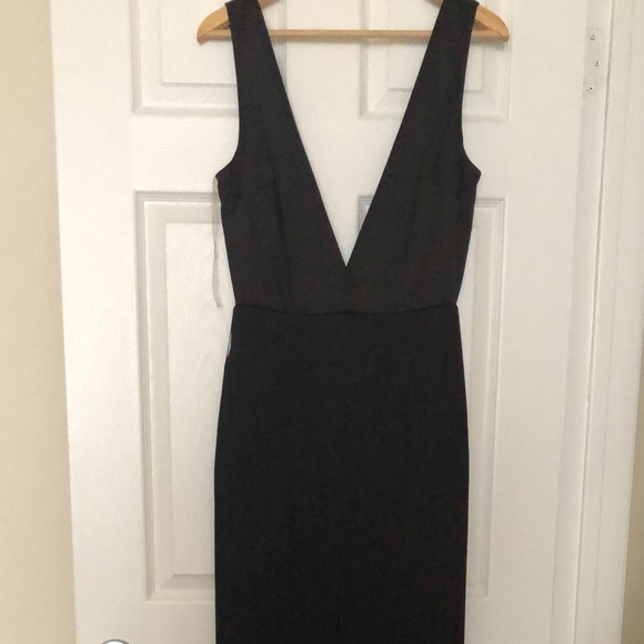 Long Black satin/cotton evening dress - Picture 1 of 3